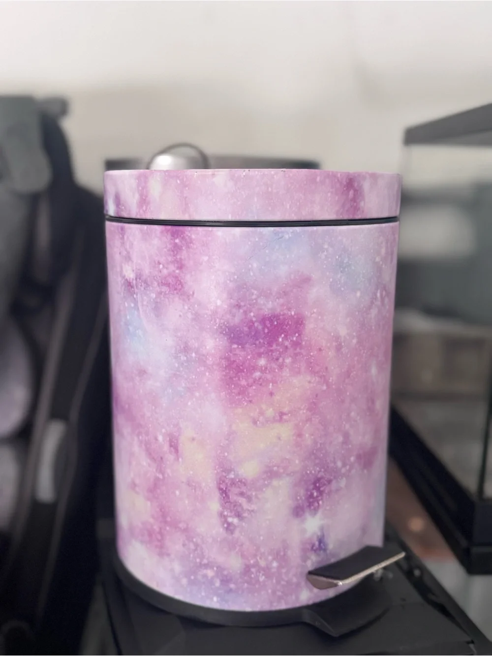 Purple Galaxy Step Trash Can - Decorative Home Accent